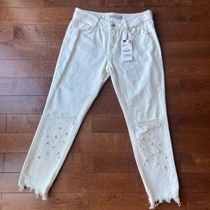 NEW with tags- Zara Denim with Pearl detail